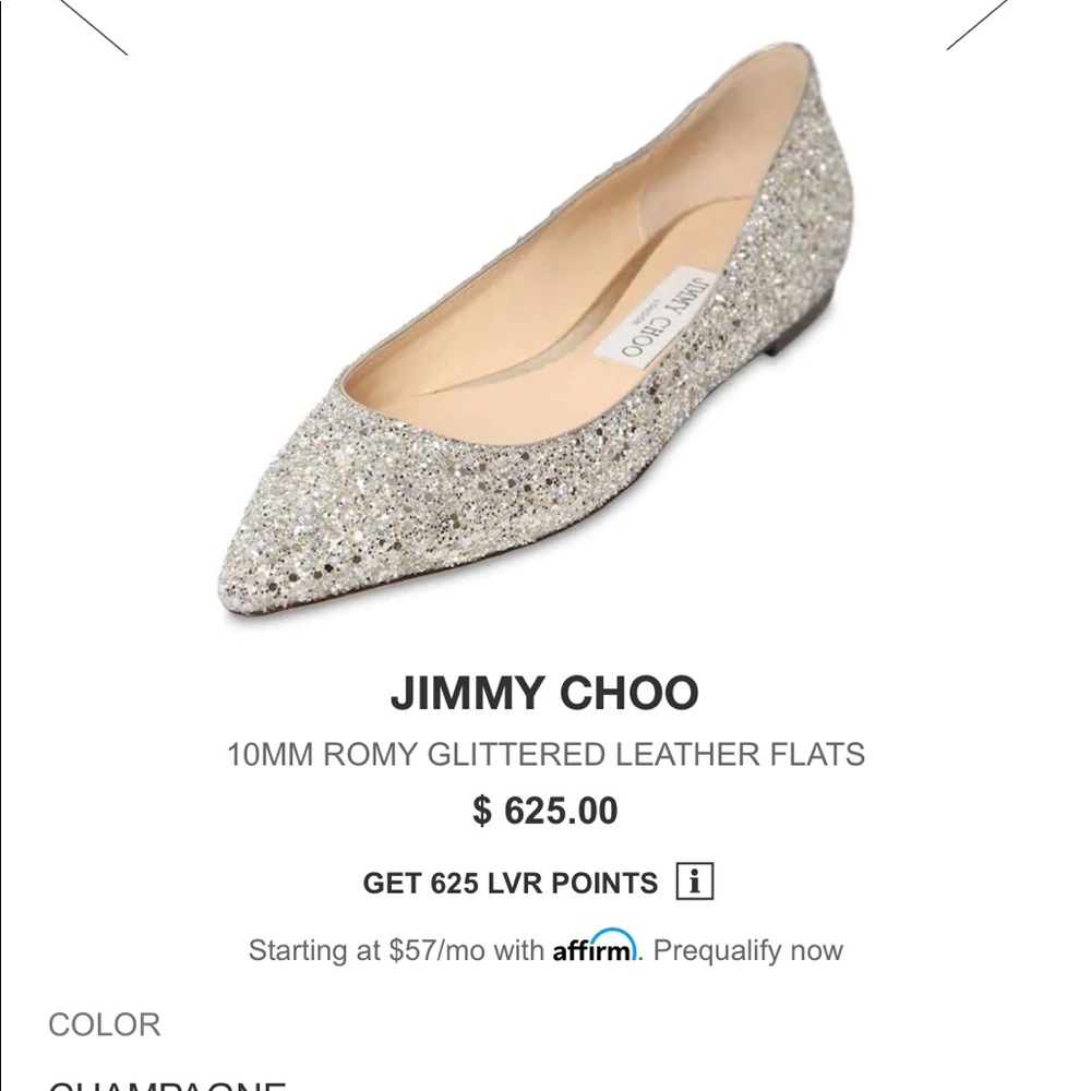 Jimmy Choo flat champagne color, worn once indoor